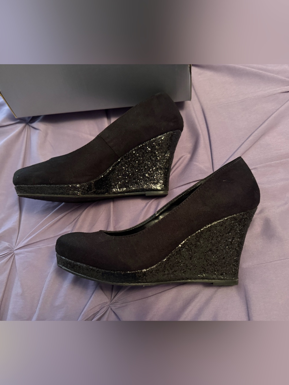 Lane Bryant Black Sparkle Wedge Heel 9W